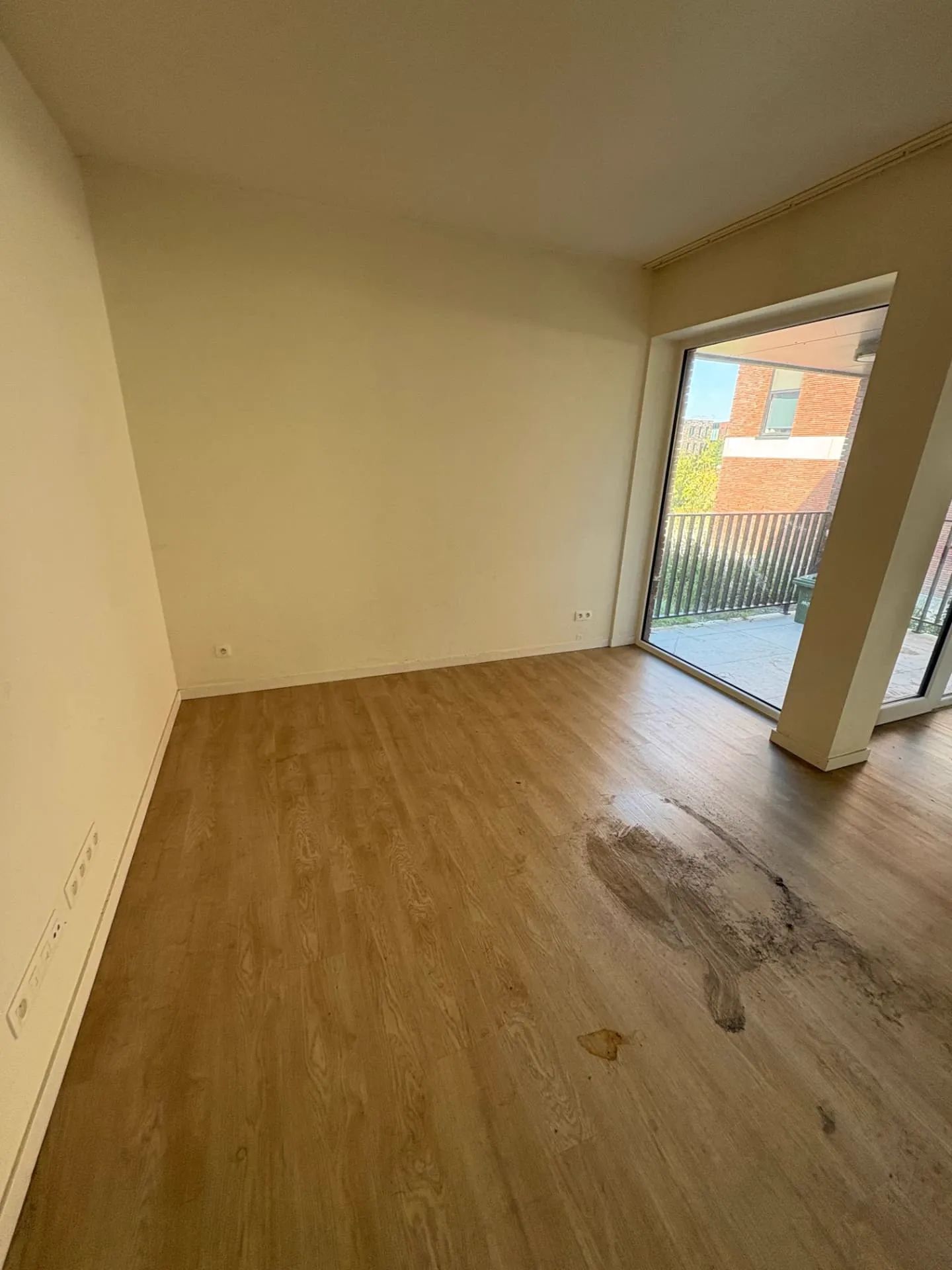Vervuilde vloer in de leefruimte vóór de deepcleaning